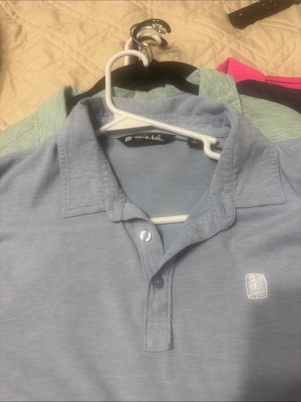 Travis Mathew Light Blue Short Sleeve Polo with Embroidered Logo